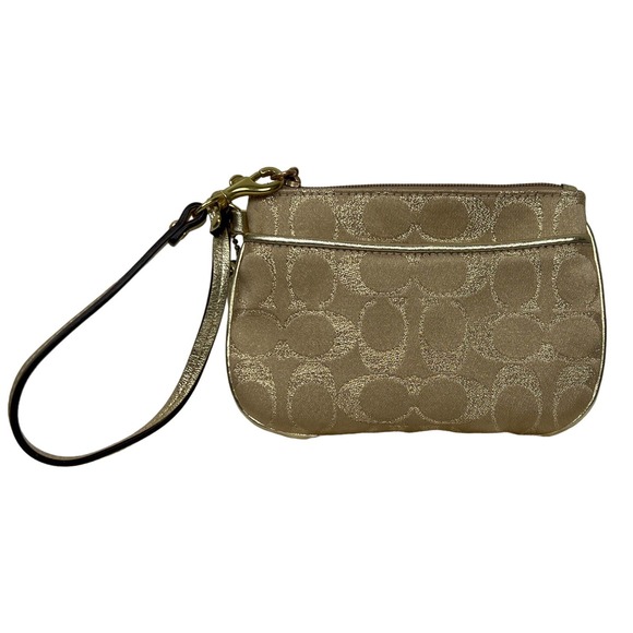 Coach Gold Signature "C" Metallic Wristlet - Picture 1 of 7